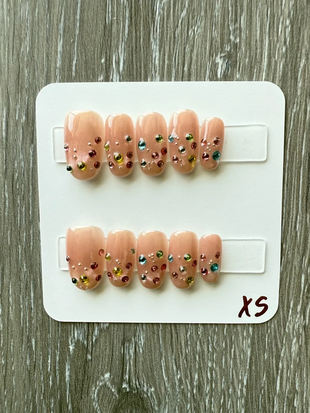 Peach Gem Accent Press-On Nails — Glam Peach Set